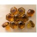 Original Victorian Hexagonal Glass Cupboard Knobs - Amber – Flat Collar Fixing - Set/10